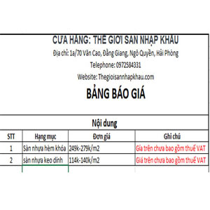 Bảng báo giá sàn tại Hải Phòng ảnh bìa