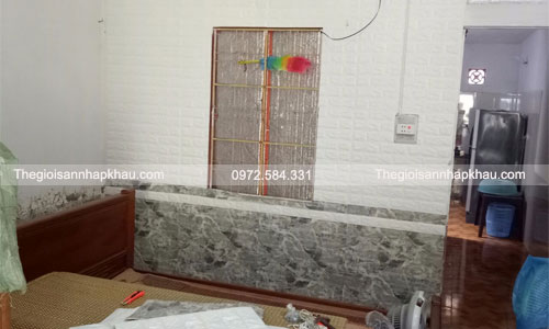 thiet ke bagate chan tuong voi xop dan tuong 3d van da mau den