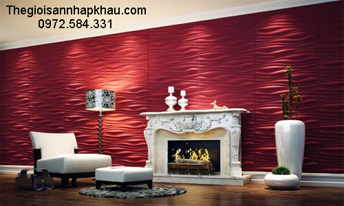Xốp dán tường 3d vân sóng màu đỏ