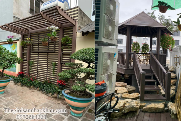 lap dat nhựa composite ngoai troi cho gian hoa va choi che mua nang